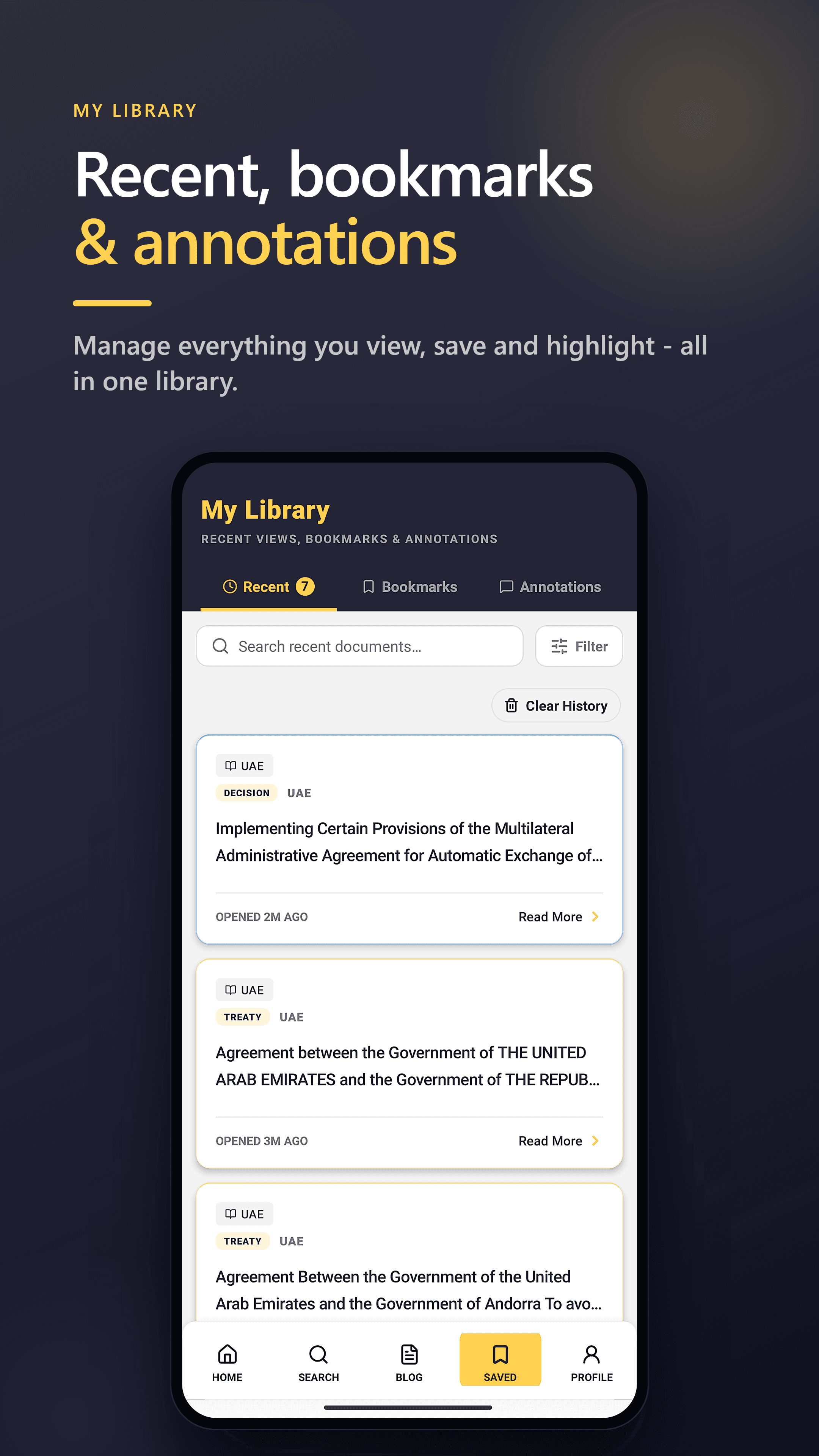 Bookmarks & saved